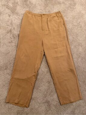 Riscatto XL 100% Silk Camel Pull On Pants Drawstring Wide Leg